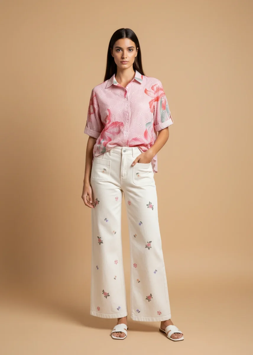 Camisa bordada estampada - Imagen 2