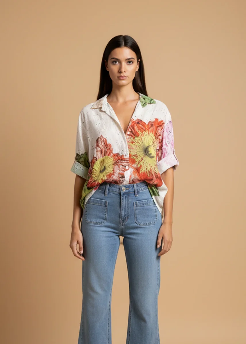 Camisa bordada estampada - Imagen 6