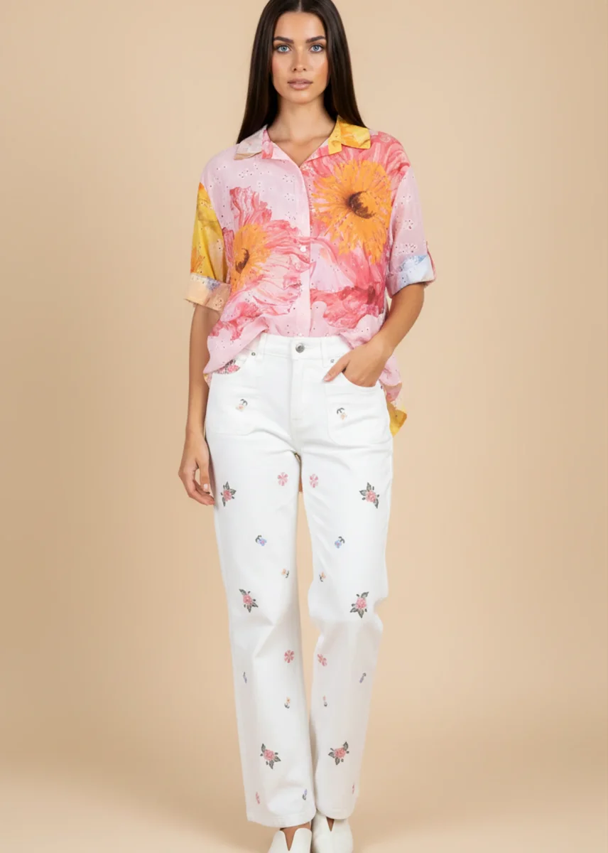Camisa bordada estampada - Imagen 4