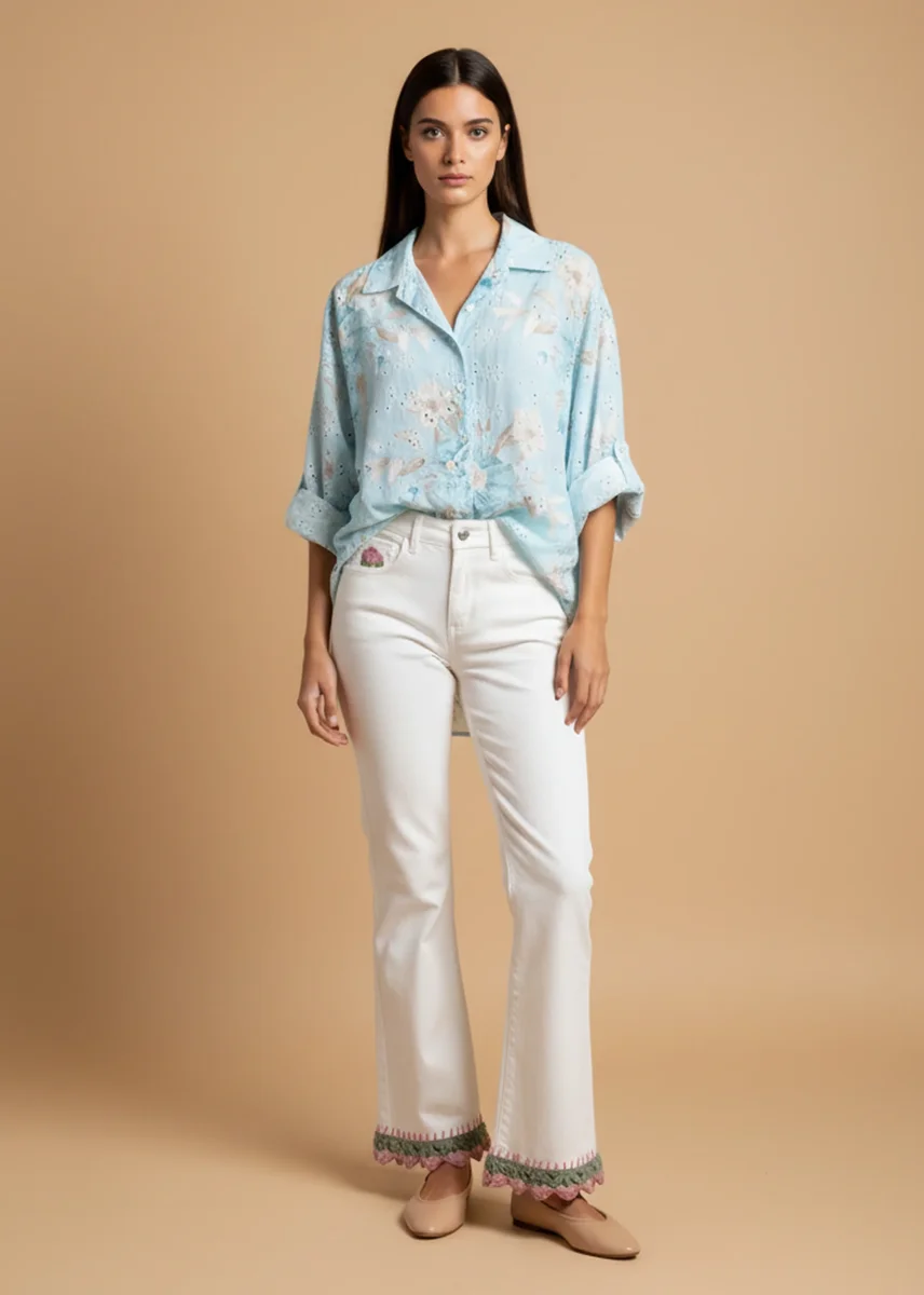 Camisa bordada estampada - Imagen 4