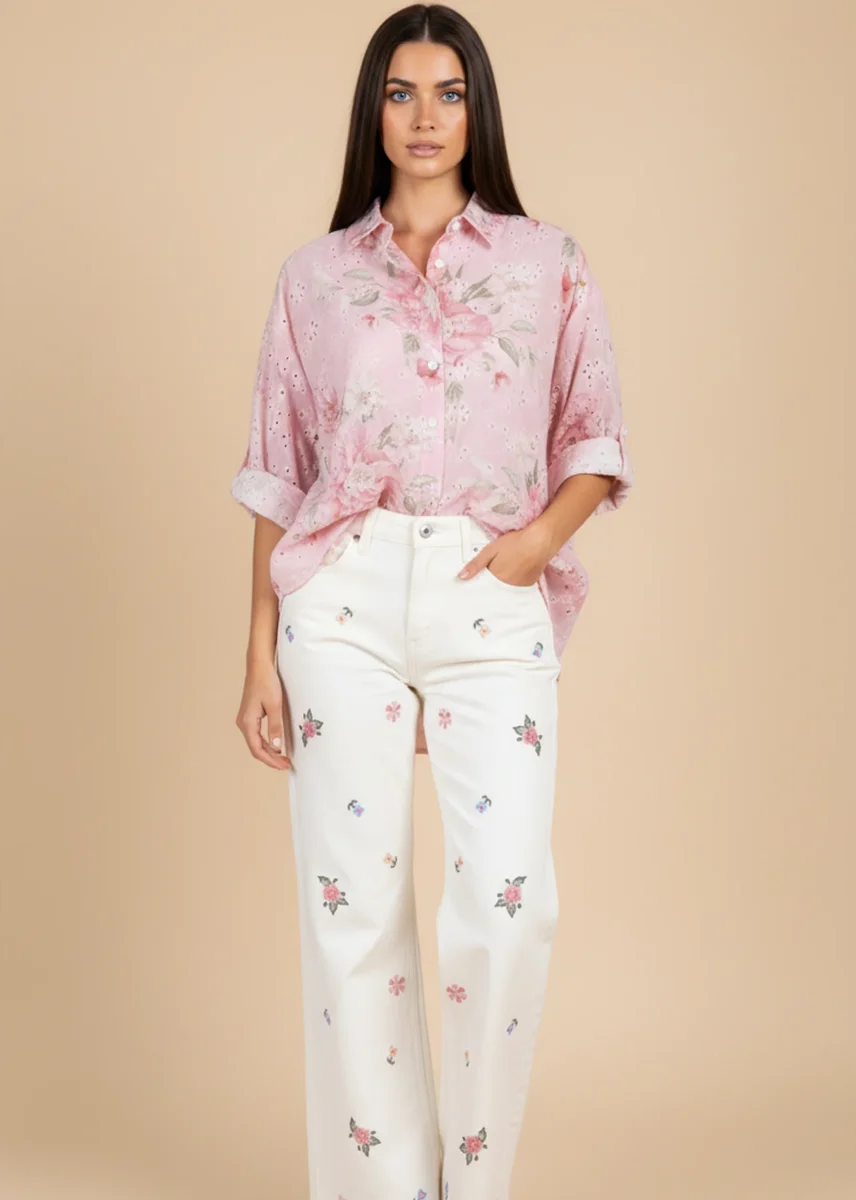 Camisa bordada estampada - Imagen 6
