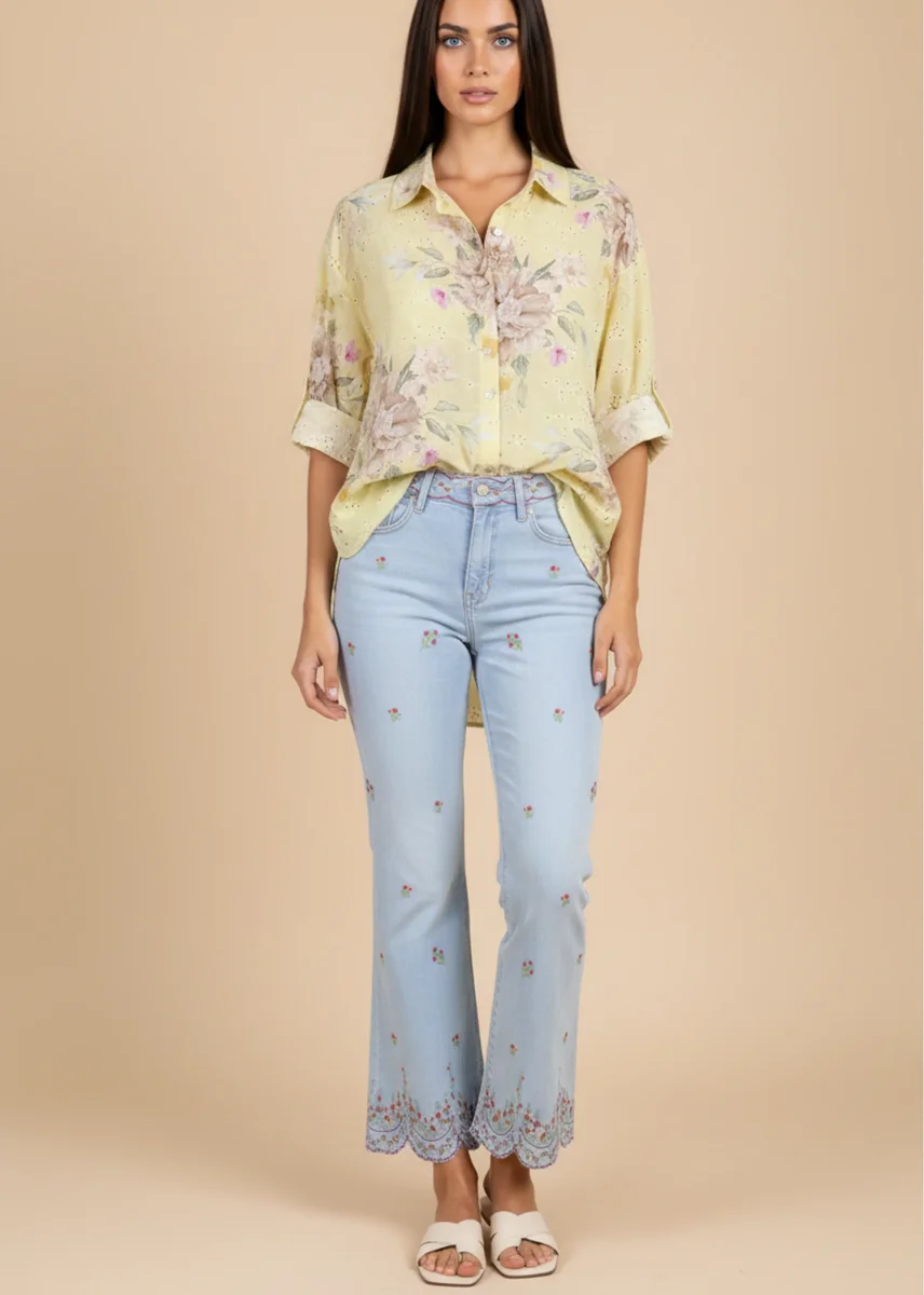 Camisa bordada estampada - Imagen 8