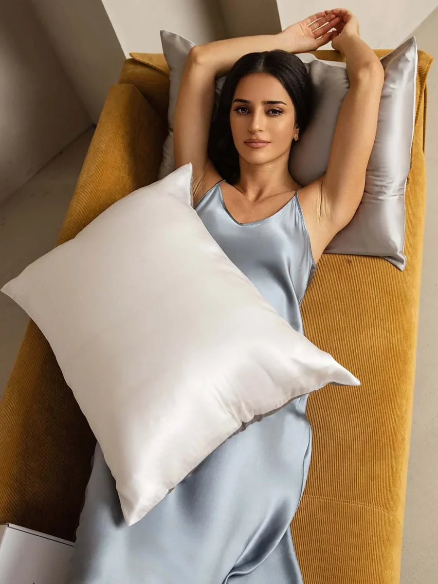 Fundas De Almohada De Seda De Mora 100% 19Momme - Diseño Bicolor - Imagen 9