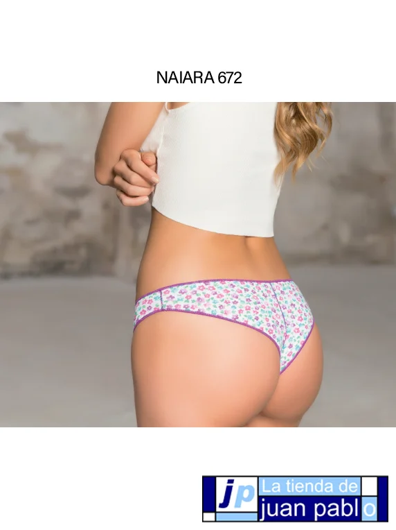 NAIARA 672 Brasileña Algodón Estampada Talla Única Pack 2 Unidades
