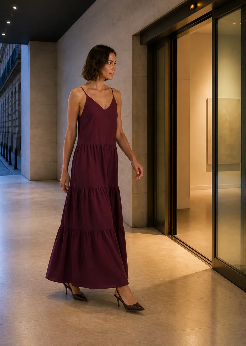 Vestido largo volantes