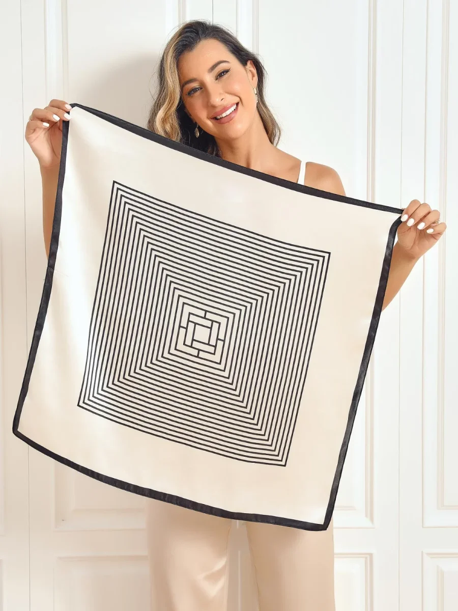 Pañuelo Cuadrado Estampado de Seda Pura 68x68cm - Imagen 6
