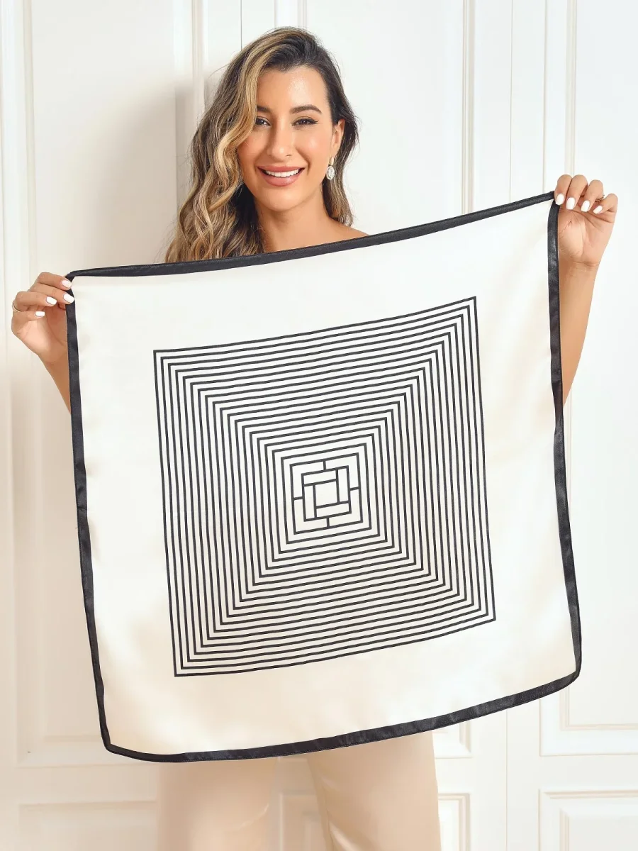 Pañuelo Cuadrado Estampado de Seda Pura 68x68cm - Imagen 7