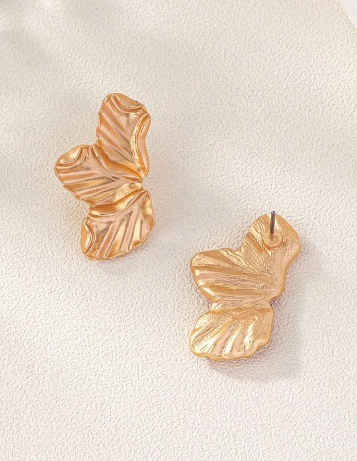 Pendientes geométricos diseño de media flor, Ailén - Imagen 6
