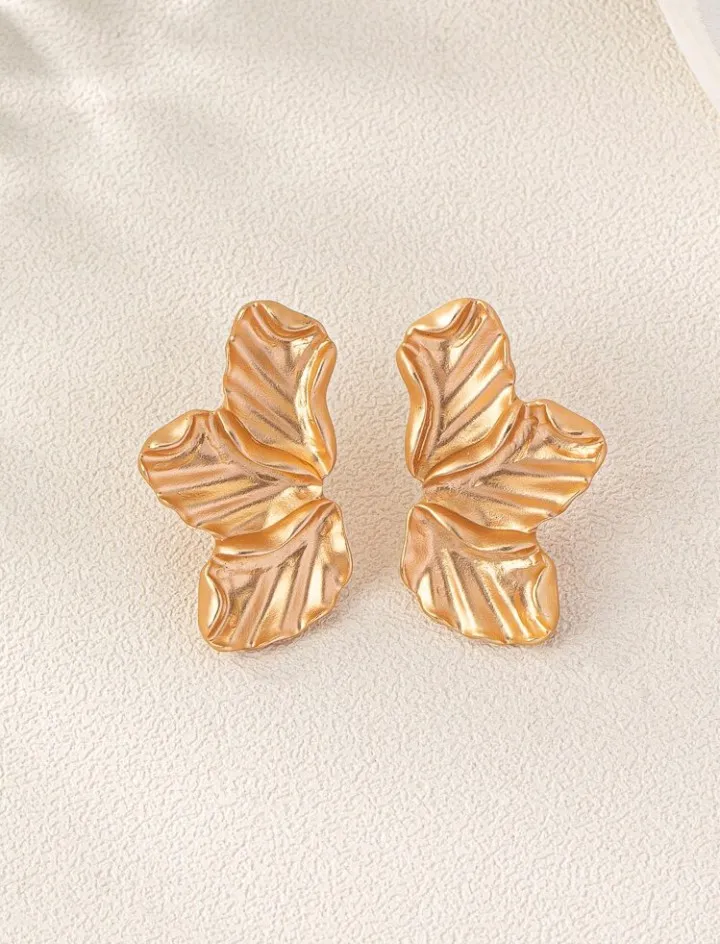 Pendientes geométricos diseño de media flor, Ailén - Imagen 3
