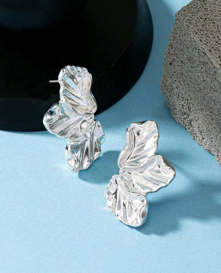 Pendientes geométricos diseño de media flor, Ailén - Imagen 8