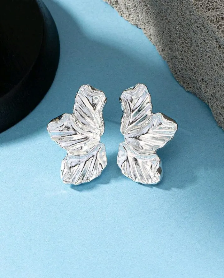 Pendientes geométricos diseño de media flor, Ailén - Imagen 7