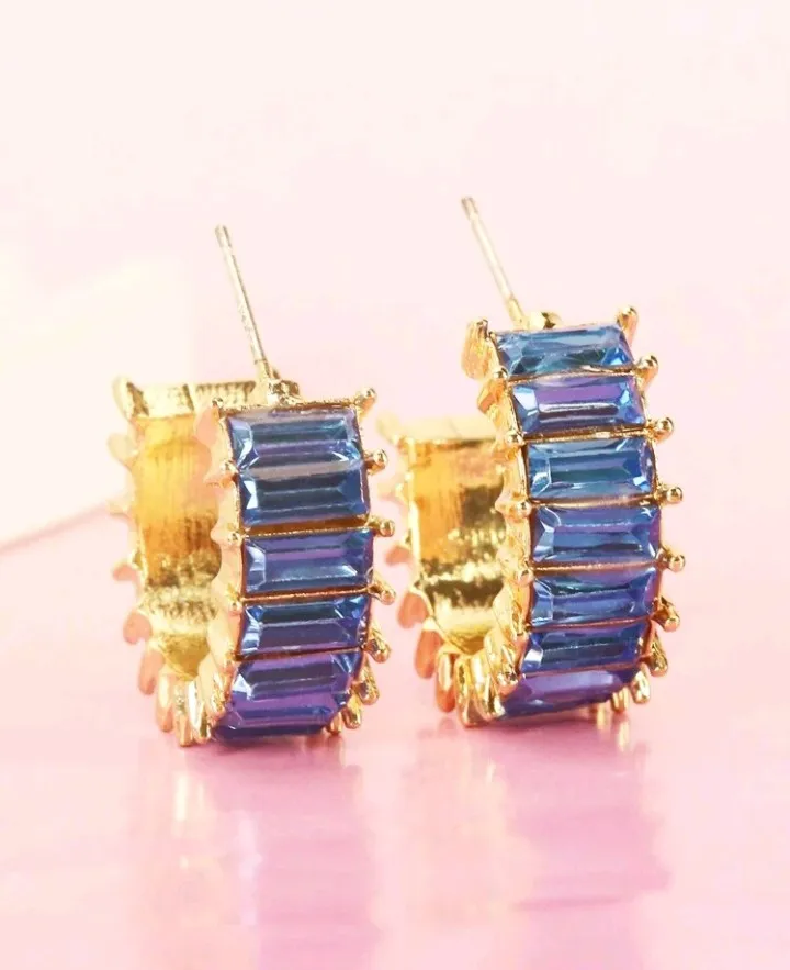 Pendientes diseño de aro abierto con cristales, Amarilis - Imagen 9