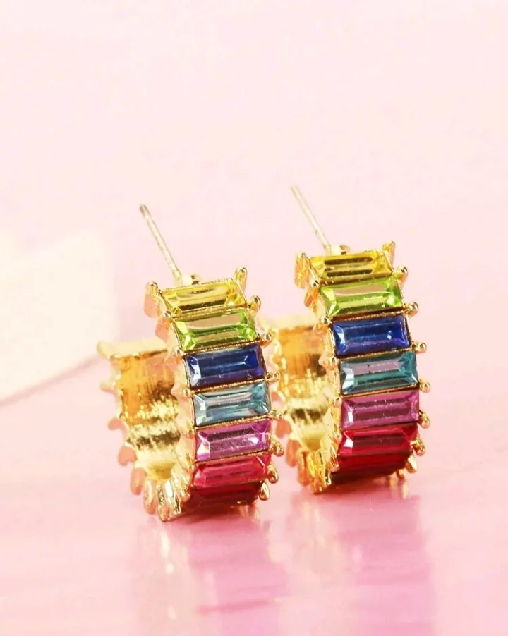 Pendientes diseño de aro abierto con cristales, Amarilis - Imagen 3