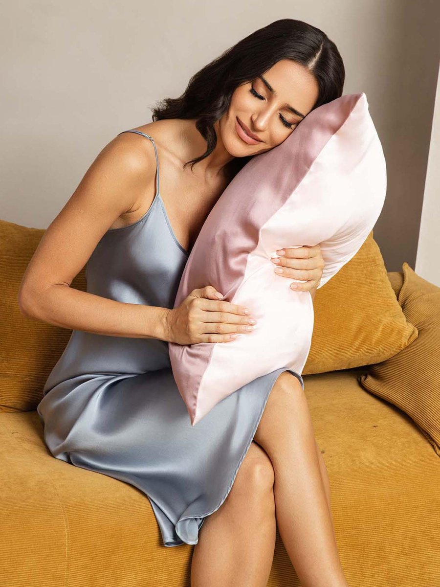 Fundas De Almohada De Seda De Mora 100% 22Momme - Diseño Bicolor - Imagen 6