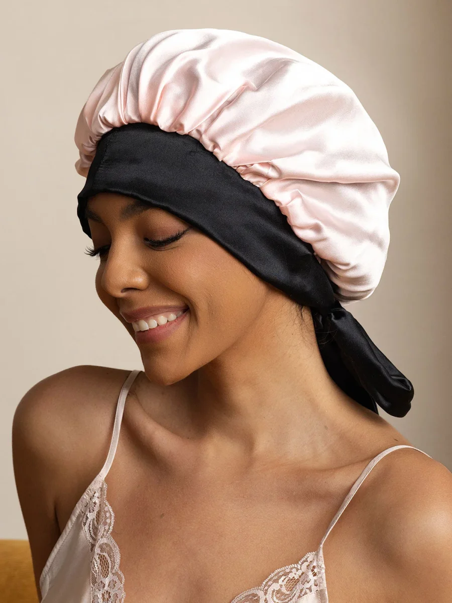 Gorro Casual de Seda para Mujer con Cintas Largas (Bicolor y Reversible) - Imagen 5