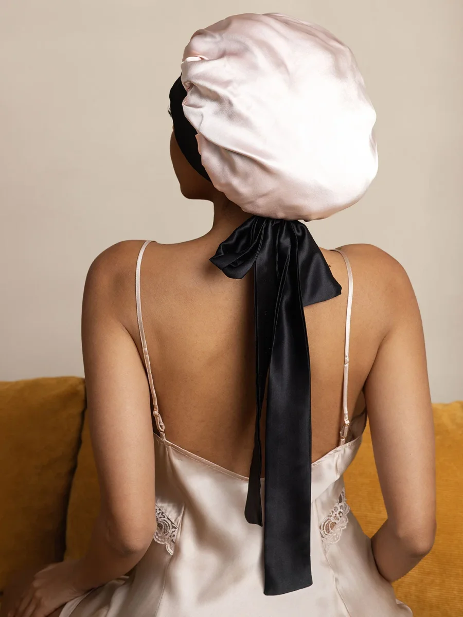 Gorro Casual de Seda para Mujer con Cintas Largas (Bicolor y Reversible) - Imagen 8