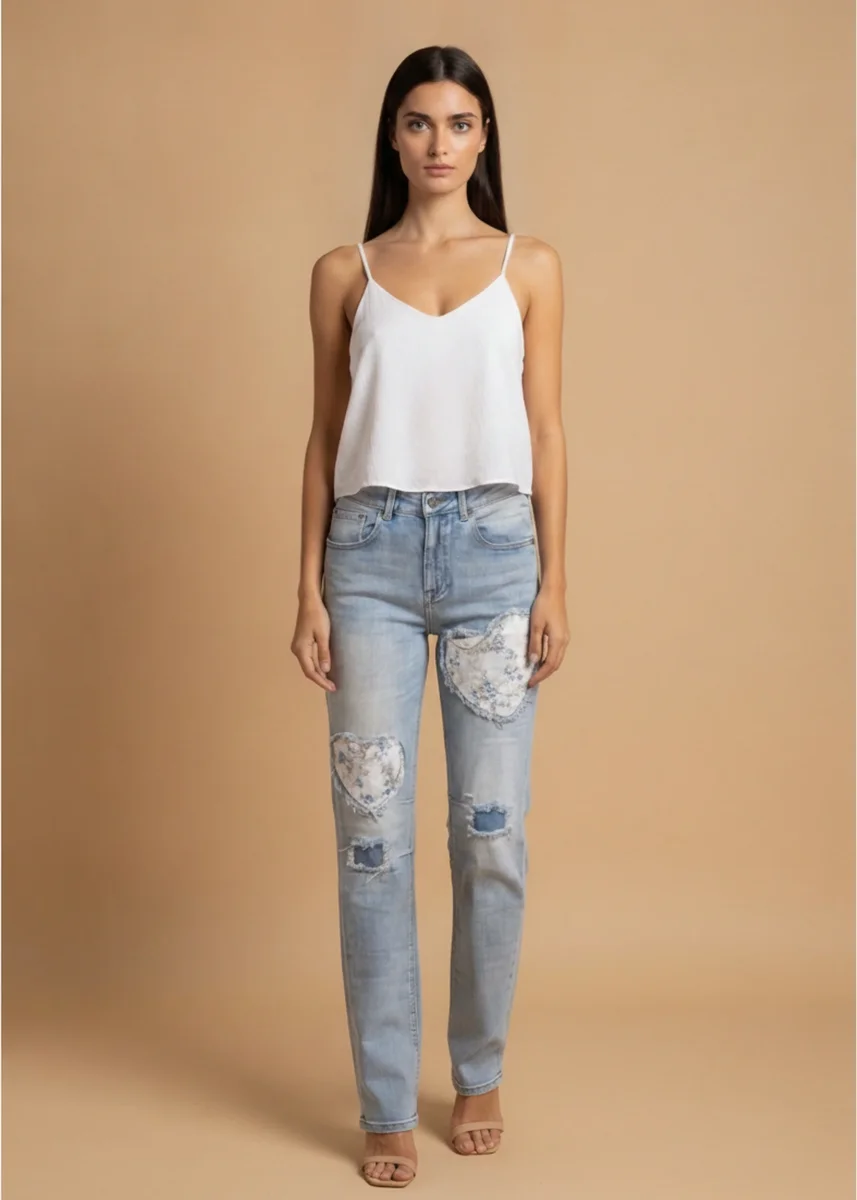 Jeans corazones estampados - Imagen 3