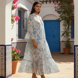 Vestido estampado largo