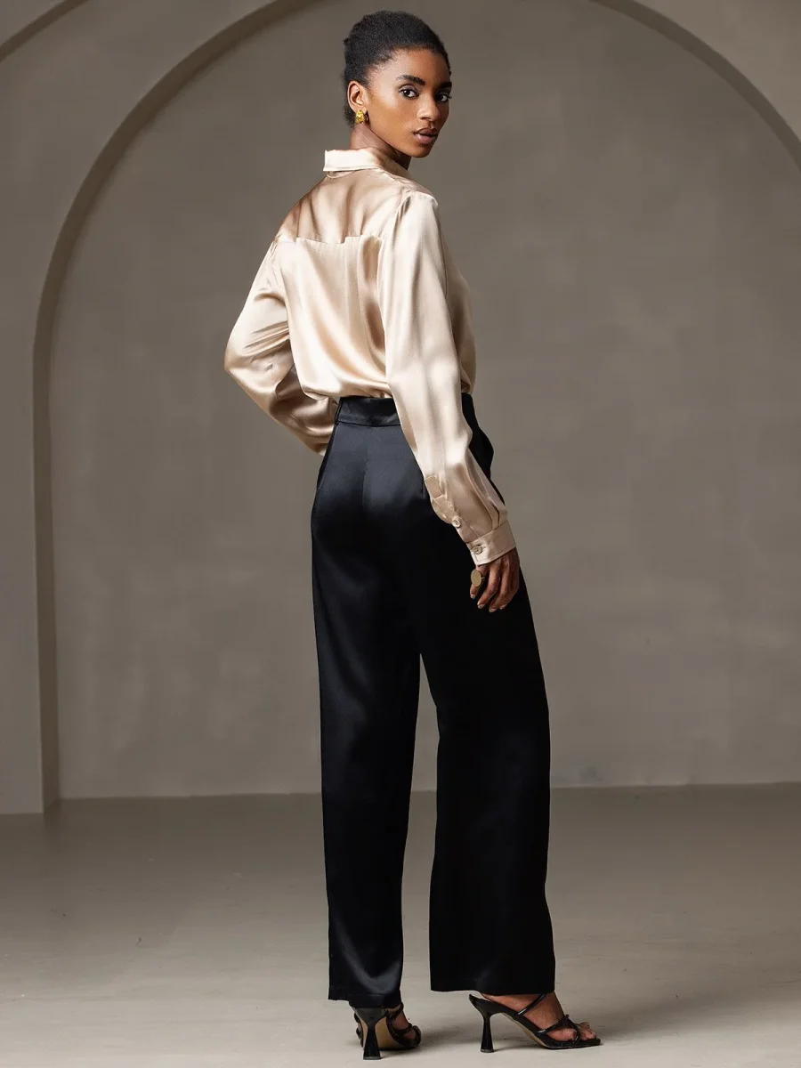 19 Momme Camisa Básica De Seda A La Moda - Imagen 5
