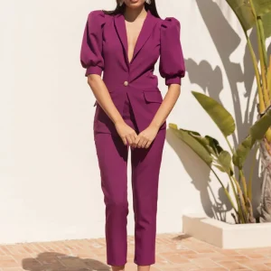 Traje Invitada Boda | Crepe | Berenjena | Rodanne