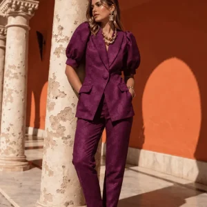 Traje Invitada Boda | Estampado | Berenjena | Rocroi