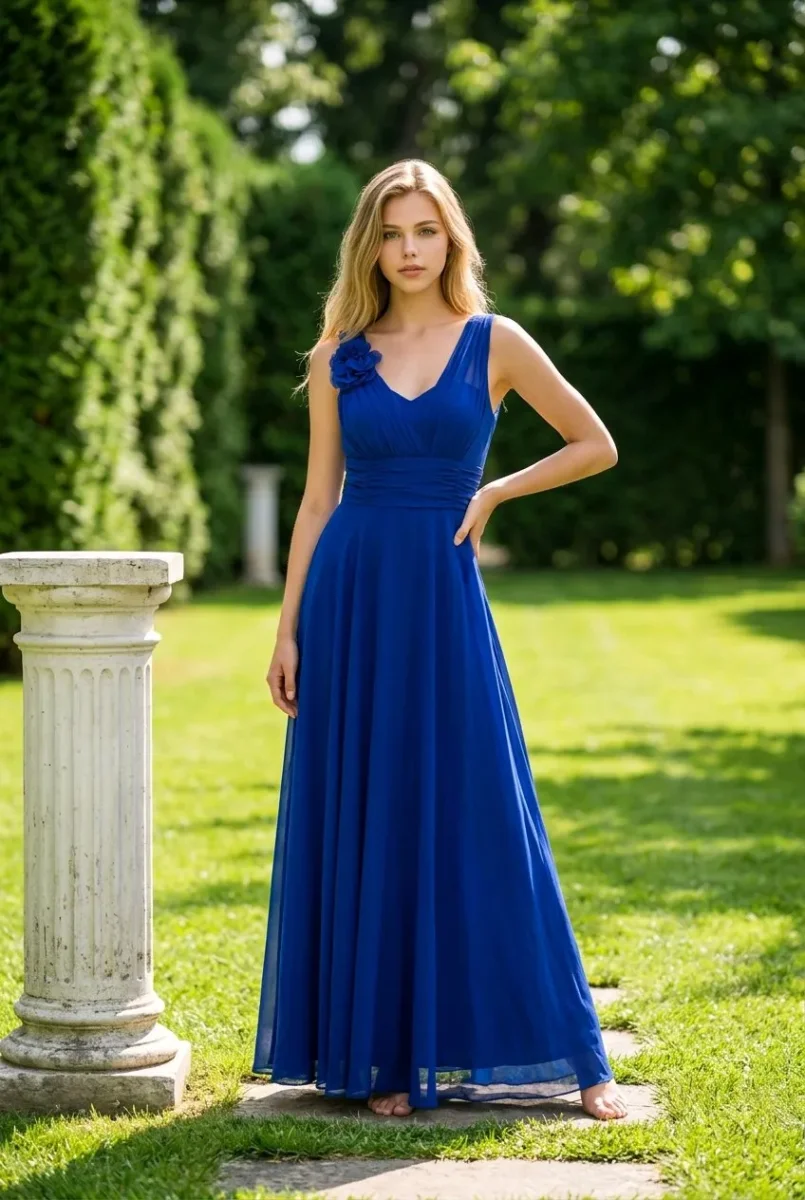 Vestido de cocktail Estefania,diseño largo de gasa vaporosa - Imagen 3