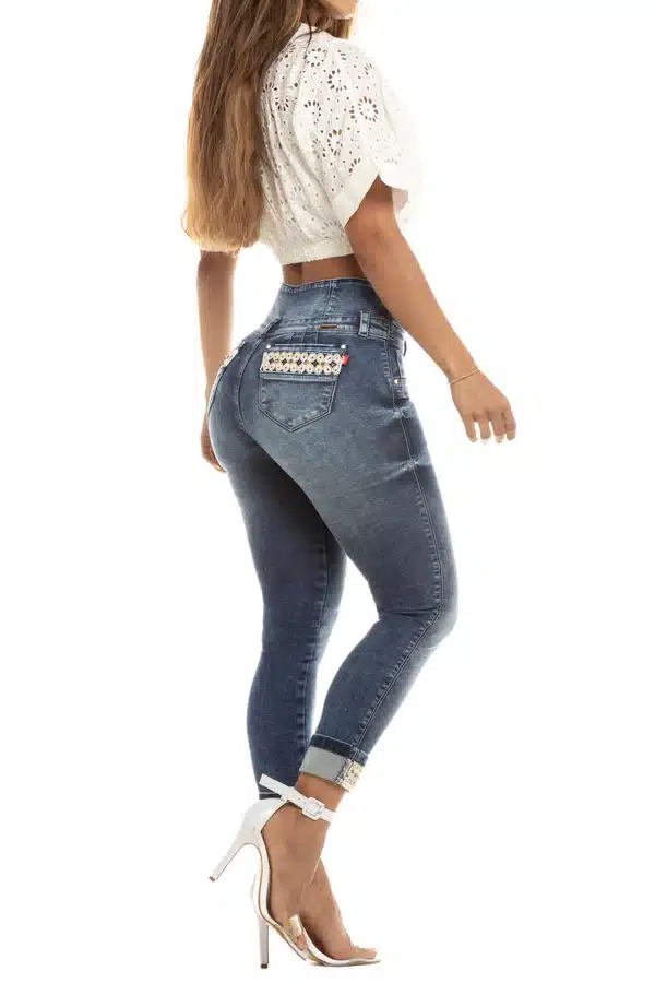 Pantalón Colombiano Levanta Cola con Bordado – Lujuria Jeans 71348 - Imagen 3