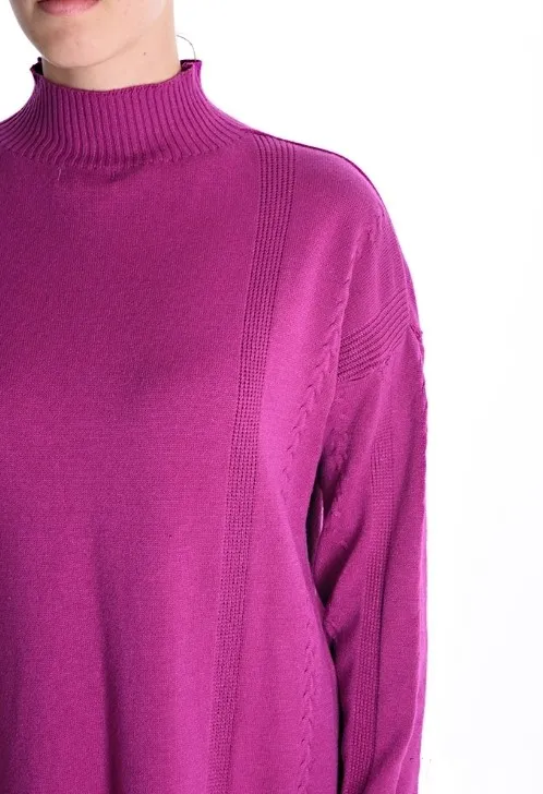 Vestido manga larga cuello mao y diseño espiga en un costado - Imagen 3