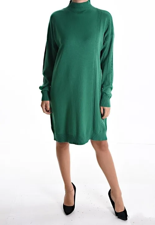 Vestido manga larga cuello mao y diseño espiga en un costado - Imagen 8