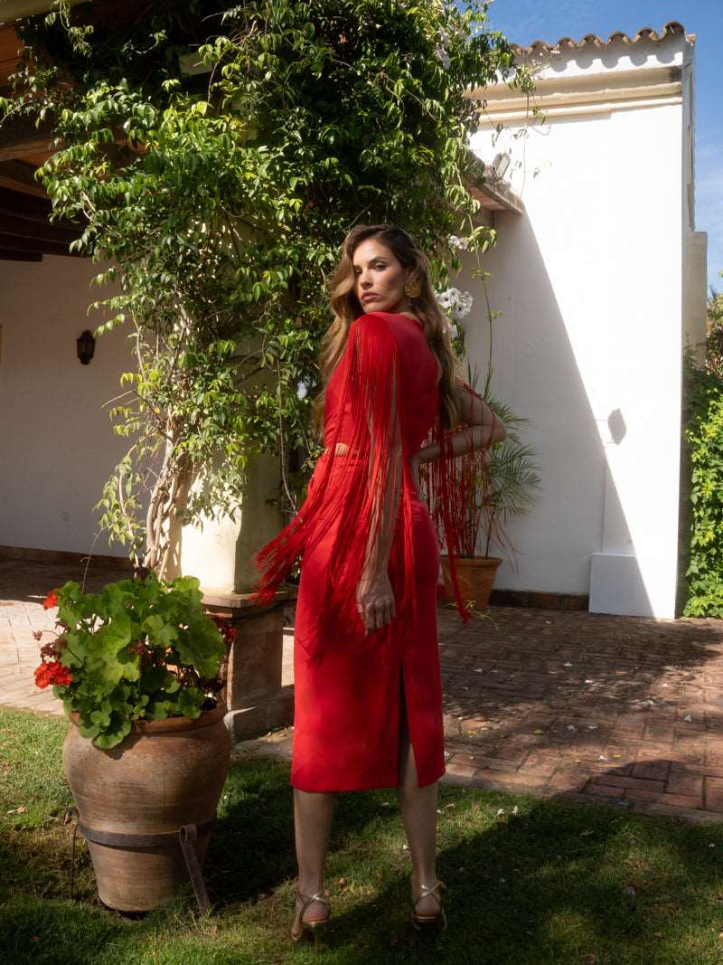 Vestido Denis | Flecos | Rojo | 1 Ud Talla XS 1 Ud Talla M - Imagen 4