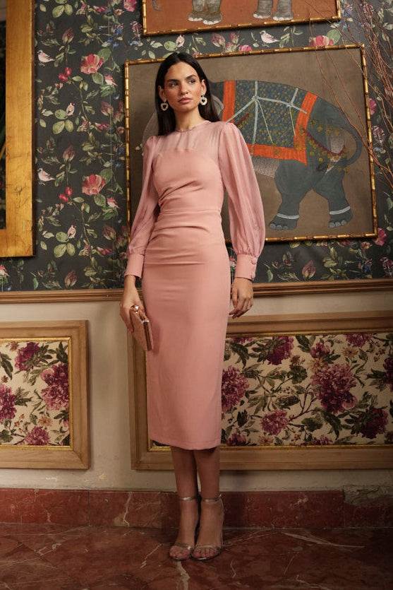 Vestido Madre Comunión | Gasa | Rosa Nude | Opera| Última Talla XS - Imagen 2