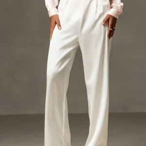 19Momme Pantalones de Seda Casual con Piernas Anchas