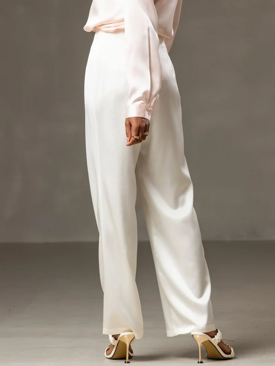 19Momme Pantalones de Seda Casual con Piernas Anchas - Imagen 3