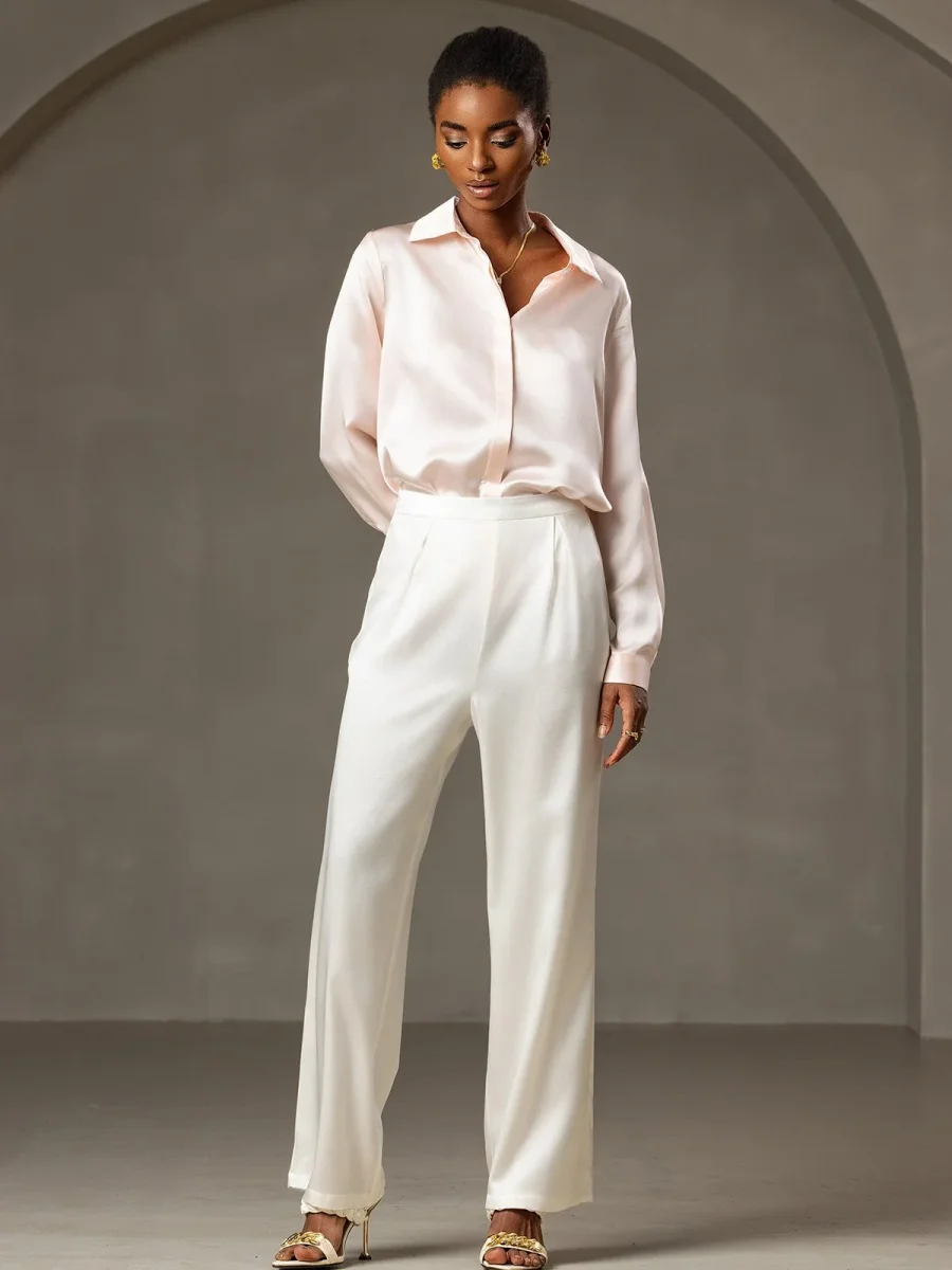 19Momme Pantalones de Seda Casual con Piernas Anchas - Imagen 7