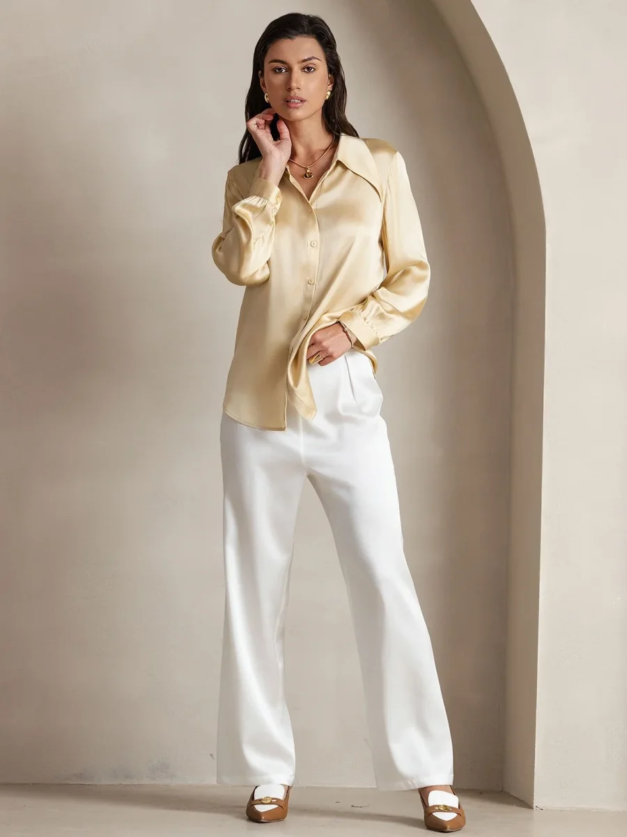 19Momme Pantalones de Seda Casual con Piernas Anchas - Imagen 8
