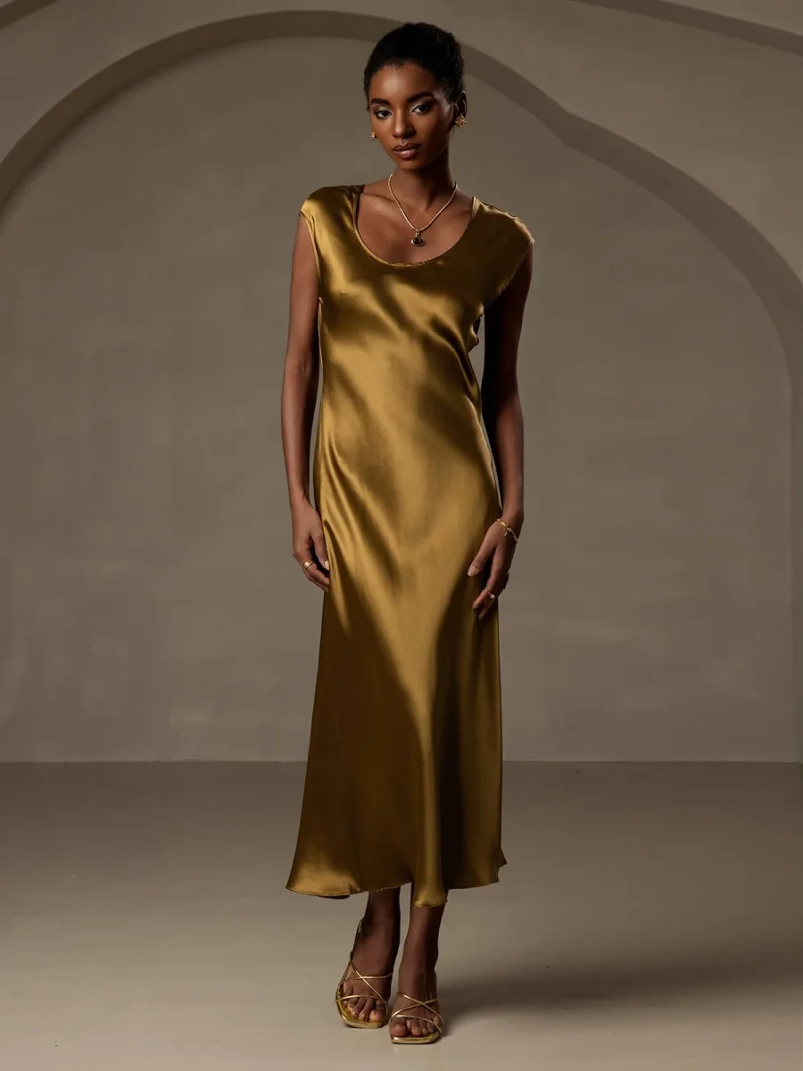 19Momme Vestido Casual Sin Mangas de Seda - Imagen 2