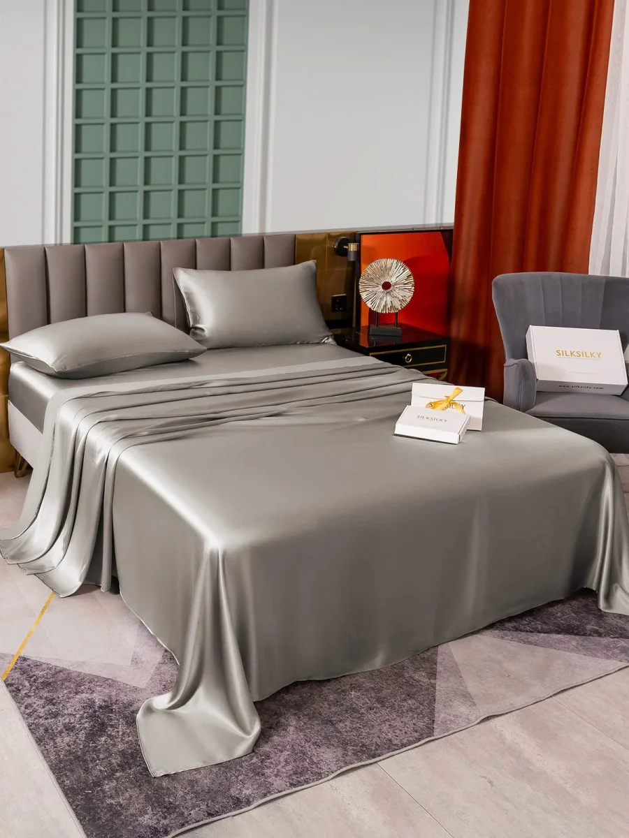 25Momme Silk Juego de 4 piezas: sábana encimera+sábana bajera+2x fundas de almohada - Imagen 6