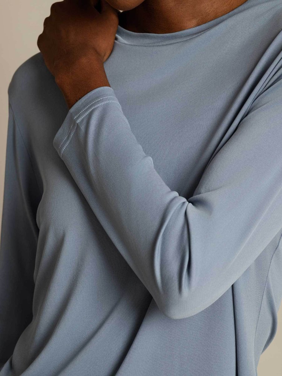 Top De Mujer De Pura Seda De Manga Larga Con Cuello Redondo - Imagen 5