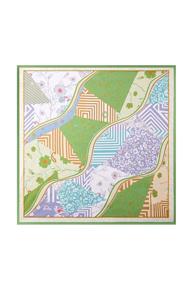Pure Silk Pattern Stitching Square Scarf - Tamaño 53x53cm