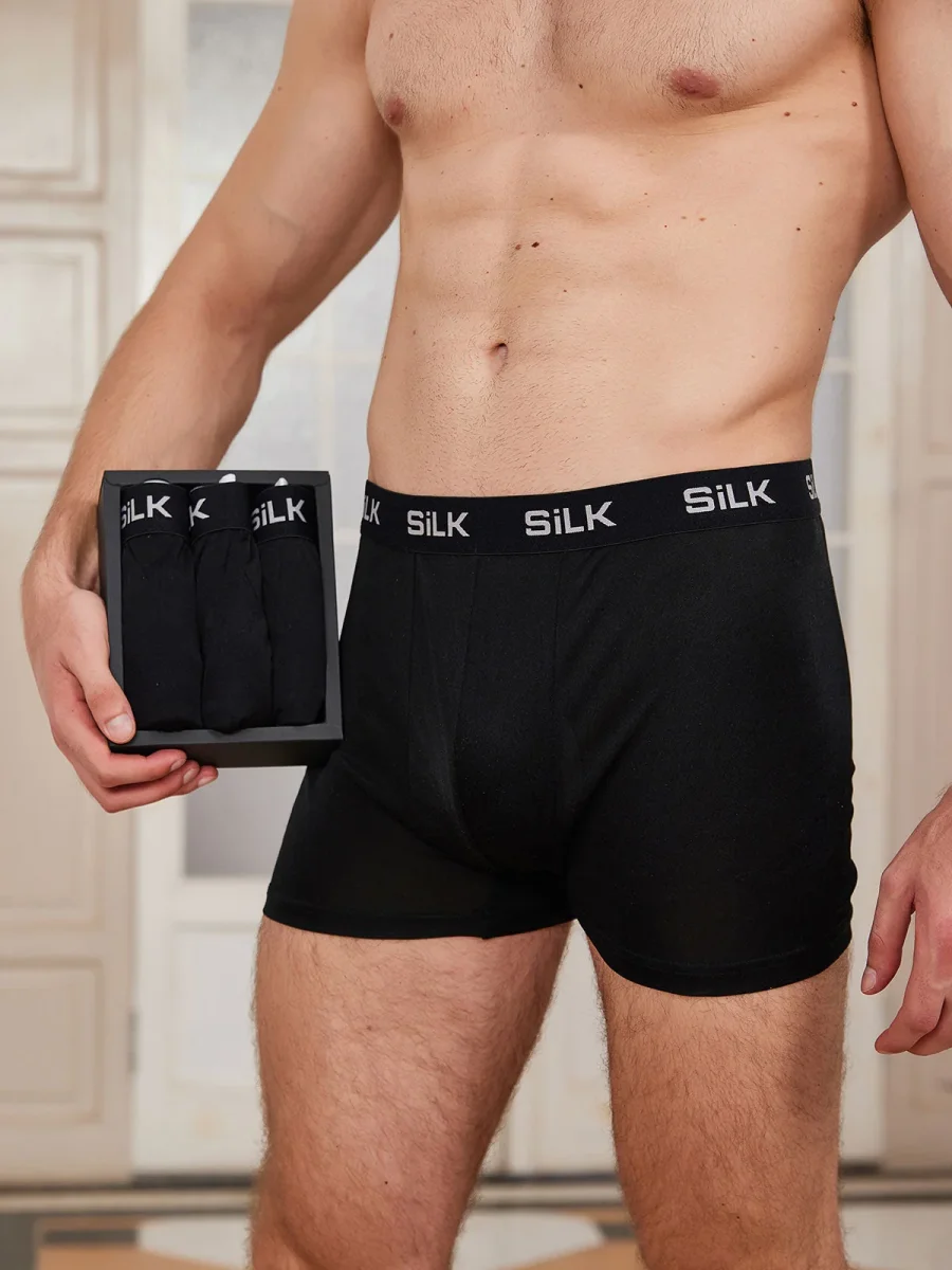 3 Piezas De Ropa Interior Tipo Bóxer De Seda Pura Ultrasuave Y Cómoda Para Hombre - Imagen 7