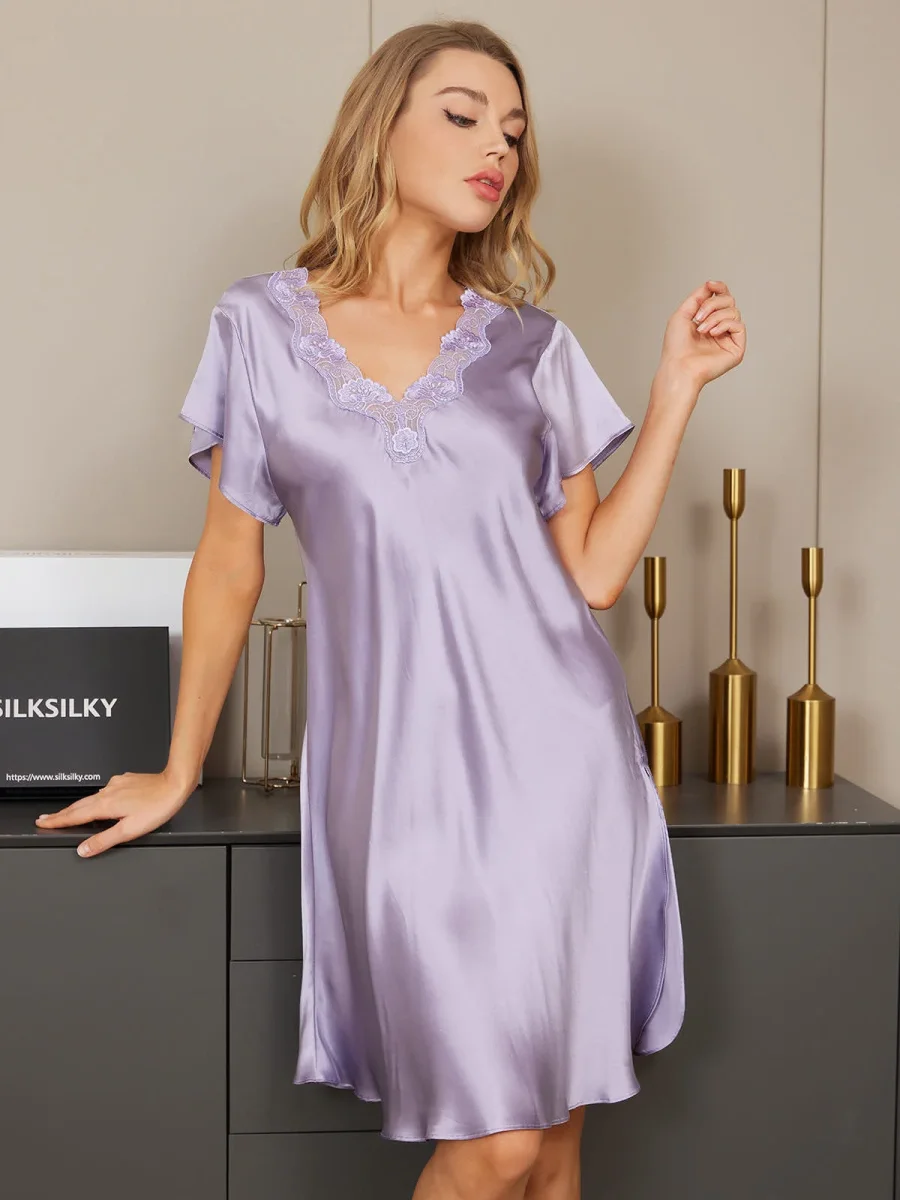 Camisón sexy de seda pura con abertura lateral - Imagen 6