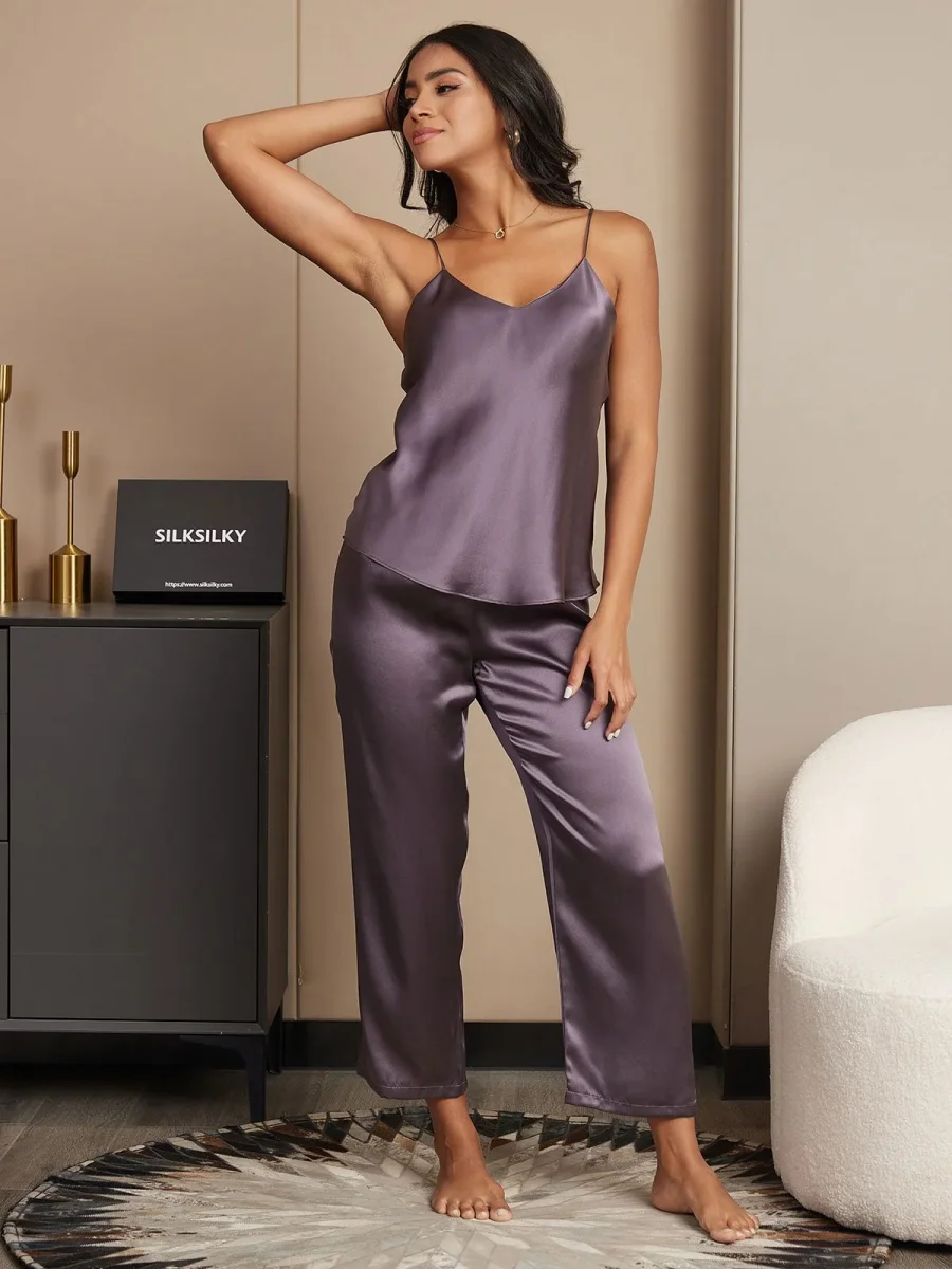 Conjunto de pijama de camisola y pantalón de seda - Imagen 3