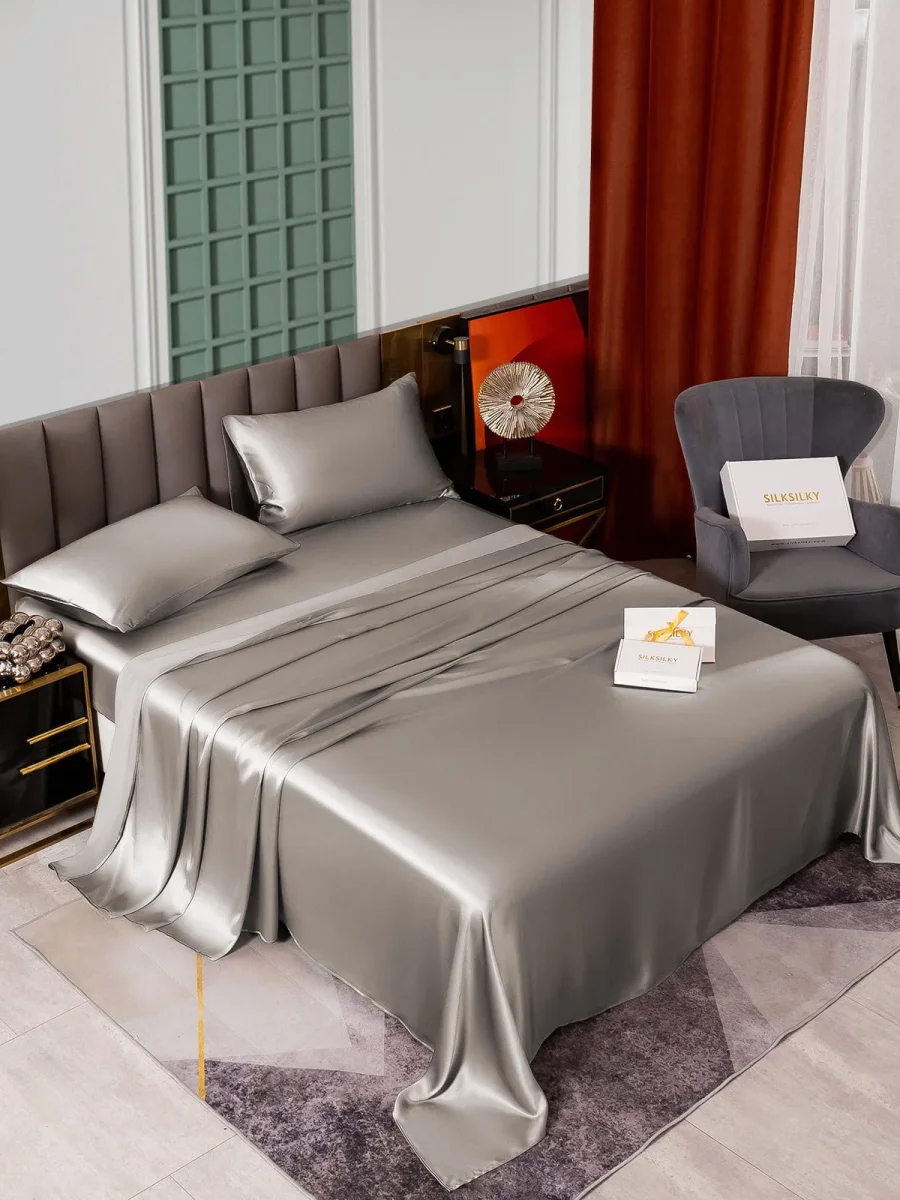 25Momme Silk Juego de 4 piezas: sábana encimera+sábana bajera+2x fundas de almohada - Imagen 3