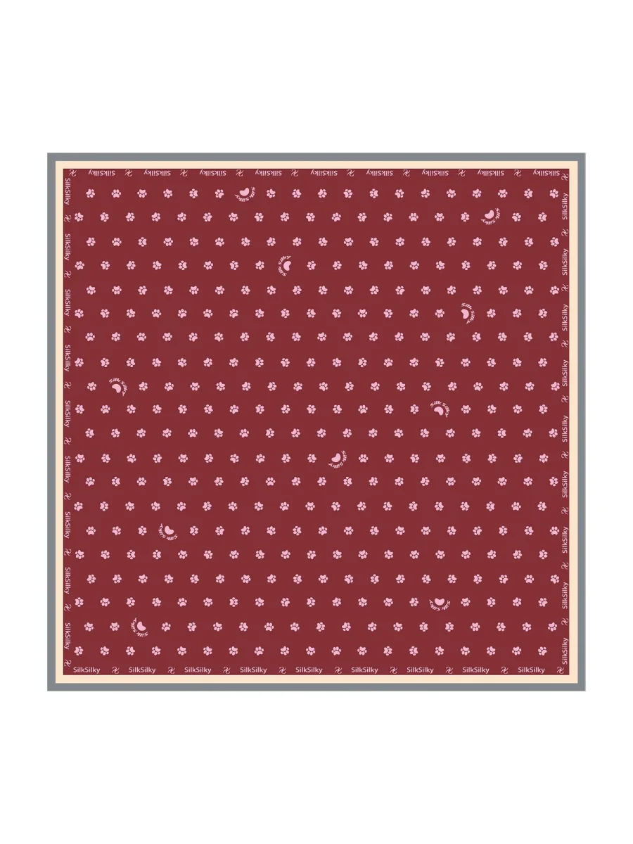 Pañuelo Cuadrado de Seda Pura con Huella de Pata - Tamaño 90x90cm