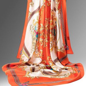 Pañuelo de Seda Cuadrado Naranja Armonía 110