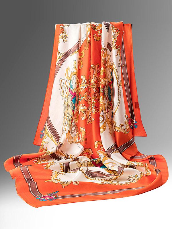 Pañuelo de Seda Cuadrado Naranja Armonía 110