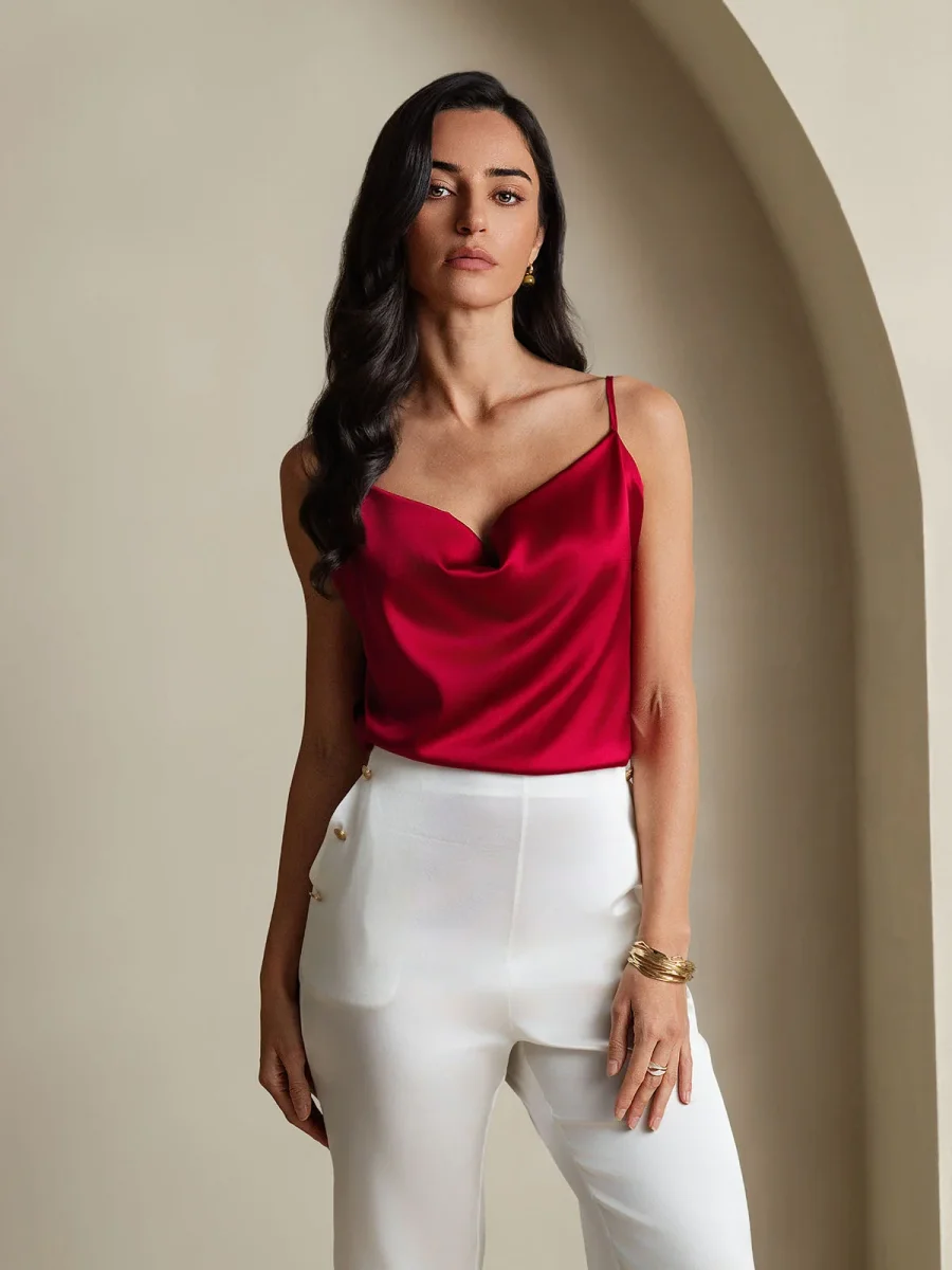 19Momme Seda Tirantes Finos Escote Holgado Camisole Top - Imagen 6