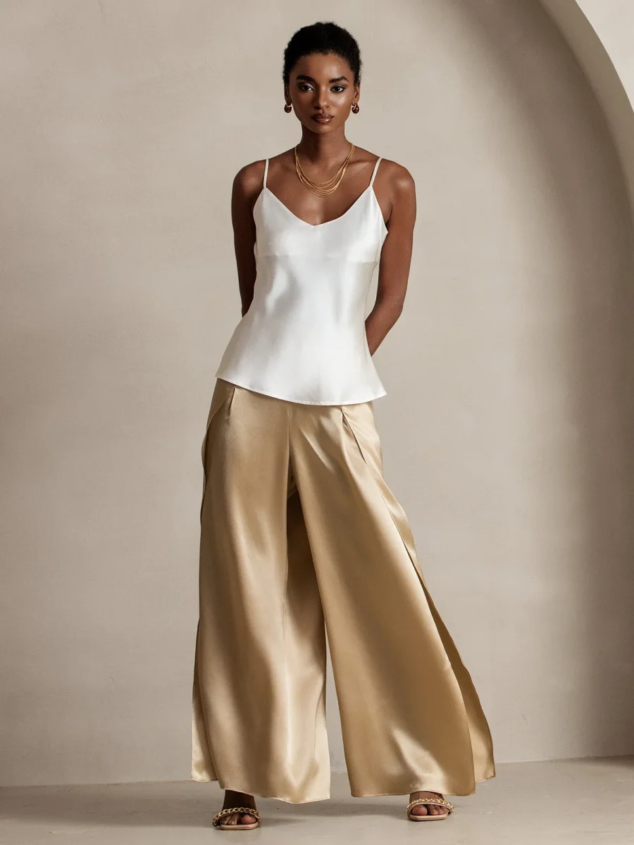 19Momme Pantalones de Seda a Fisura Alta - Imagen 5