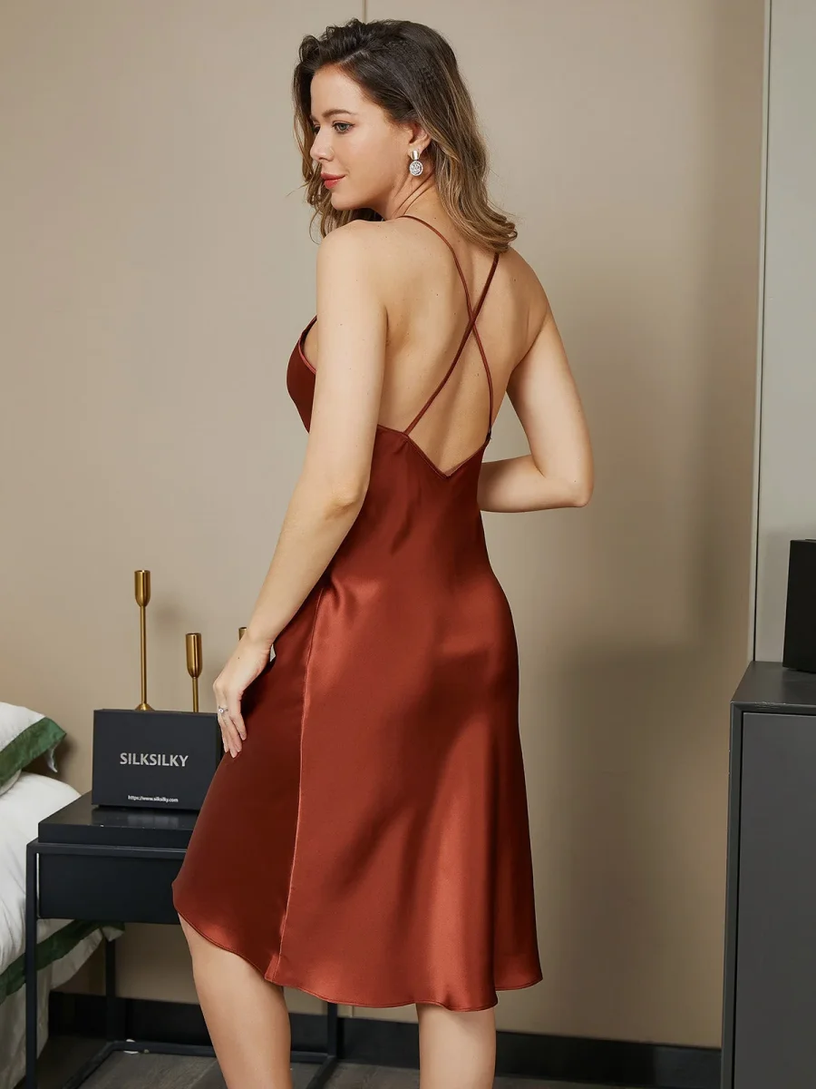 Bonito vestido lencero de seda de 19Momme - Imagen 5