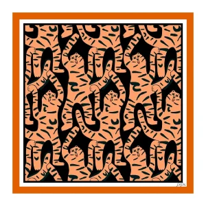 100 Porciento Bufanda De Seda De Morera Con Diseño De Tigre Tamaño 90x90cm